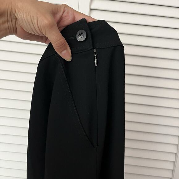 Chanel black pants, vintage 80's straight leg trousers high-rise size IT 36/XS-S - Picture 6 of 11